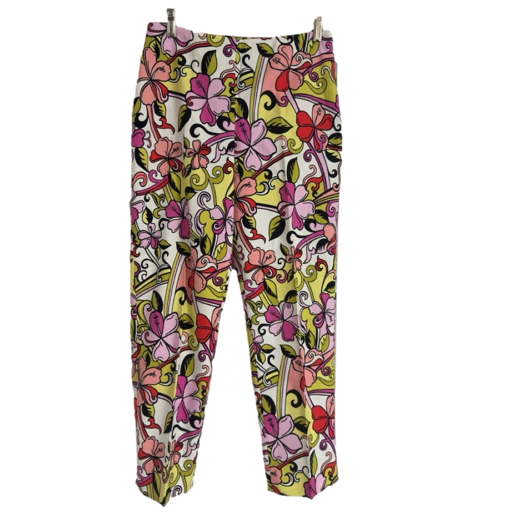 Essentials G Floral Hibiscus Pink Ankle Length Pants Size 8